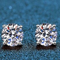 1 Pair Sweet Classic Style Geometric Inlay Sterling Silver Zircon White Gold Plated Ear Studs main image 6