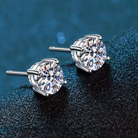 1 Pair Sweet Classic Style Geometric Inlay Sterling Silver Zircon White Gold Plated Ear Studs main image 3