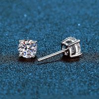 1 Pair Sweet Classic Style Geometric Inlay Sterling Silver Zircon White Gold Plated Ear Studs main image 4