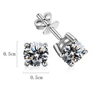 1 Pair Sweet Classic Style Geometric Inlay Sterling Silver Zircon White Gold Plated Ear Studs main image 2