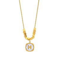 304 Stainless Steel 18K Gold Plated Simple Style Plating Inlay Letter Shell Pendant Necklace main image 3