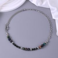 Hip-Hop Geometric 304 Stainless Steel Agate Beaded Polishing Unisex Necklace main image 4