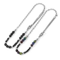 Hip-Hop Geometric 304 Stainless Steel Agate Beaded Polishing Unisex Necklace main image 7