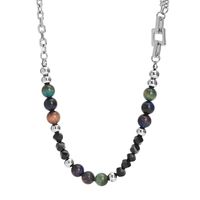 Hip-Hop Geometric 304 Stainless Steel Agate Beaded Polishing Unisex Necklace sku image 2