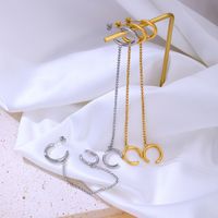 1 Pair Elegant Geometric Solid Color Chain 304 Stainless Steel 18K Gold Plated Drop Earrings main image 6