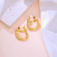 1 Pair Simple Style Geometric Plating 304 Stainless Steel 18K Gold Plated Ear Studs main image 1