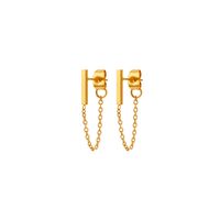 1 Pair Vintage Style Geometric Solid Color Plating Chain Titanium Steel 18K Gold Plated Drop Earrings main image 5