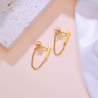 1 Pair Vintage Style Geometric Solid Color Plating Chain Titanium Steel 18K Gold Plated Drop Earrings main image 3