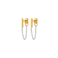 1 Pair Vintage Style Geometric Solid Color Plating Chain Titanium Steel 18K Gold Plated Drop Earrings sku image 3