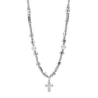 IG Style Cross 304 Stainless Steel Arylic Beaded Plating Inlay Zircon Unisex Pendant Necklace sku image 2