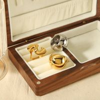 304 Stainless Steel 18K Gold Plated Retro Roman Style Polishing Plating Circle Waves Rings main image 4