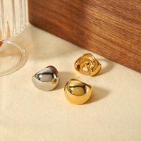 304 Stainless Steel 18K Gold Plated Retro Roman Style Polishing Plating Circle Waves Rings main image 5
