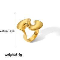 304 Stainless Steel 18K Gold Plated Retro Roman Style Polishing Plating Circle Waves Rings sku image 7