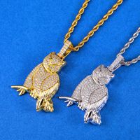 Hip-hop Exaggerated Cool Style Owl Copper Inlay Zircon Men's Pendant Necklace main image 1