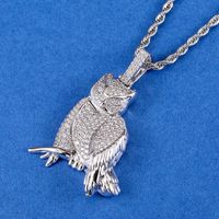 Hip-hop Exaggerated Cool Style Owl Copper Inlay Zircon Men's Pendant Necklace main image 3