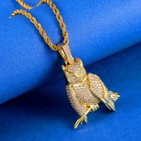 Hip-hop Exaggerated Cool Style Owl Copper Inlay Zircon Men's Pendant Necklace main image 4