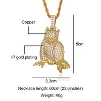 Hip-hop Exaggerated Cool Style Owl Copper Inlay Zircon Men's Pendant Necklace main image 2