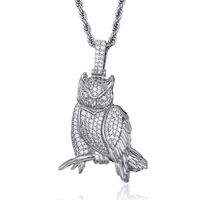 Hip-hop Exaggerated Cool Style Owl Copper Inlay Zircon Men's Pendant Necklace main image 5