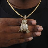 Hip-hop Exaggerated Cool Style Owl Copper Inlay Zircon Men's Pendant Necklace main image 8