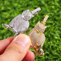 Hip-hop Exaggerated Cool Style Owl Copper Inlay Zircon Men's Pendant Necklace main image 9