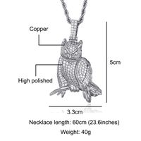 Hip-hop Exaggerated Cool Style Owl Copper Inlay Zircon Men's Pendant Necklace sku image 2