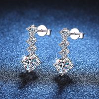 1 Pair Elegant Sweet Solid Color Plating Inlay Sterling Silver Zircon White Gold Plated Drop Earrings main image 1