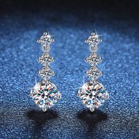 1 Pair Elegant Sweet Solid Color Plating Inlay Sterling Silver Zircon White Gold Plated Drop Earrings main image 3