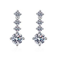 1 Pair Elegant Sweet Solid Color Plating Inlay Sterling Silver Zircon White Gold Plated Drop Earrings main image 6