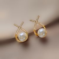 1 Pair Elegant Luxurious Shiny Geometric Plating Inlay Sterling Silver Zircon 18k Gold Plated Ear Studs main image 1
