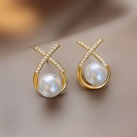 1 Pair Elegant Luxurious Shiny Geometric Plating Inlay Sterling Silver Zircon 18k Gold Plated Ear Studs main image 4