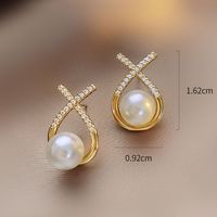 1 Pair Elegant Luxurious Shiny Geometric Plating Inlay Sterling Silver Zircon 18k Gold Plated Ear Studs main image 2
