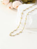 304 Stainless Steel 14K Gold Plated Simple Style Enamel Daisy Necklace main image 5