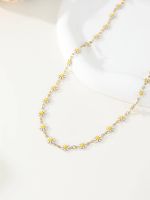 Edelstahl 304 14 Karat Vergoldet Einfacher Stil Emaille Gänseblümchen Halskette sku image 1