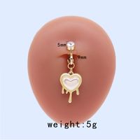 Casual Moon Heart Shape Floral Stainless Steel Copper Epoxy Inlay Rhinestones Zircon White Gold Plated Belly Ring main image 2