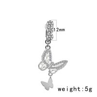 Casual Moon Heart Shape Floral Stainless Steel Copper Epoxy Inlay Rhinestones Zircon White Gold Plated Belly Ring sku image 13