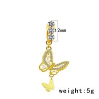Casual Moon Heart Shape Floral Stainless Steel Copper Epoxy Inlay Rhinestones Zircon White Gold Plated Belly Ring sku image 15