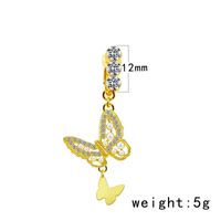 Casual Moon Heart Shape Floral Stainless Steel Copper Epoxy Inlay Rhinestones Zircon White Gold Plated Belly Ring sku image 16