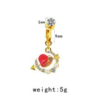 Casual Moon Heart Shape Floral Stainless Steel Copper Epoxy Inlay Rhinestones Zircon White Gold Plated Belly Ring sku image 9