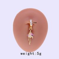 Casual Moon Heart Shape Floral Stainless Steel Copper Epoxy Inlay Rhinestones Zircon White Gold Plated Belly Ring sku image 6