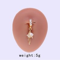 Casual Moon Heart Shape Floral Stainless Steel Copper Epoxy Inlay Rhinestones Zircon White Gold Plated Belly Ring sku image 7