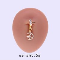 Casual Moon Heart Shape Floral Stainless Steel Copper Epoxy Inlay Rhinestones Zircon White Gold Plated Belly Ring sku image 10