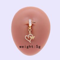Casual Moon Heart Shape Floral Stainless Steel Copper Epoxy Inlay Rhinestones Zircon White Gold Plated Belly Ring sku image 11