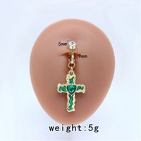 Casual Moon Heart Shape Floral Stainless Steel Copper Epoxy Inlay Rhinestones Zircon White Gold Plated Belly Ring sku image 2