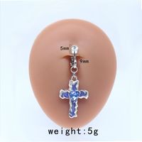 Casual Moon Heart Shape Floral Stainless Steel Copper Epoxy Inlay Rhinestones Zircon White Gold Plated Belly Ring sku image 3