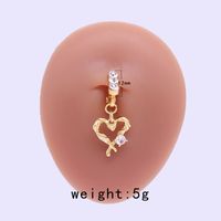 Casual Moon Heart Shape Floral Stainless Steel Copper Epoxy Inlay Rhinestones Zircon White Gold Plated Belly Ring sku image 5