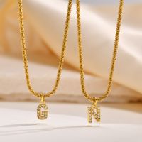 Fashion Letter Stainless Steel Plating Inlay Artificial Diamond Pendant Necklace 1 Piece main image 1