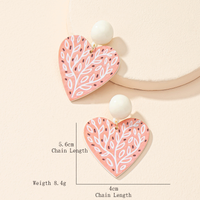 Fashion Heart Leaf Acrylic Inlaid Pearl Stud Earrings Wholesale main image 6