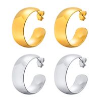 1 Pair IG Style French Style C Shape Solid Color Polishing Plating 304 Stainless Steel 18K Gold Plated Ear Studs main image 4