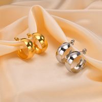 1 Pair IG Style French Style C Shape Solid Color Polishing Plating 304 Stainless Steel 18K Gold Plated Ear Studs main image 3