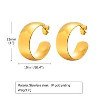 1 Pair IG Style French Style C Shape Solid Color Polishing Plating 304 Stainless Steel 18K Gold Plated Ear Studs main image 2
